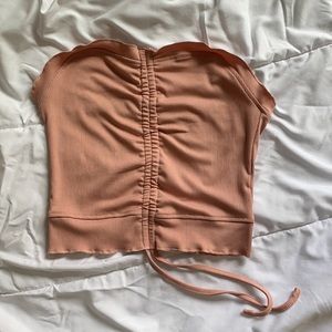 SHEIN Drawstring Tie Front Crop Tube Top